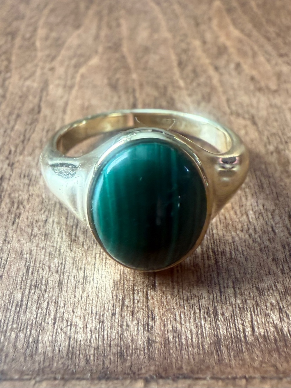 ✨Gorjana Gold Signet Ring with Green Malachite Oval Stone Size 7
